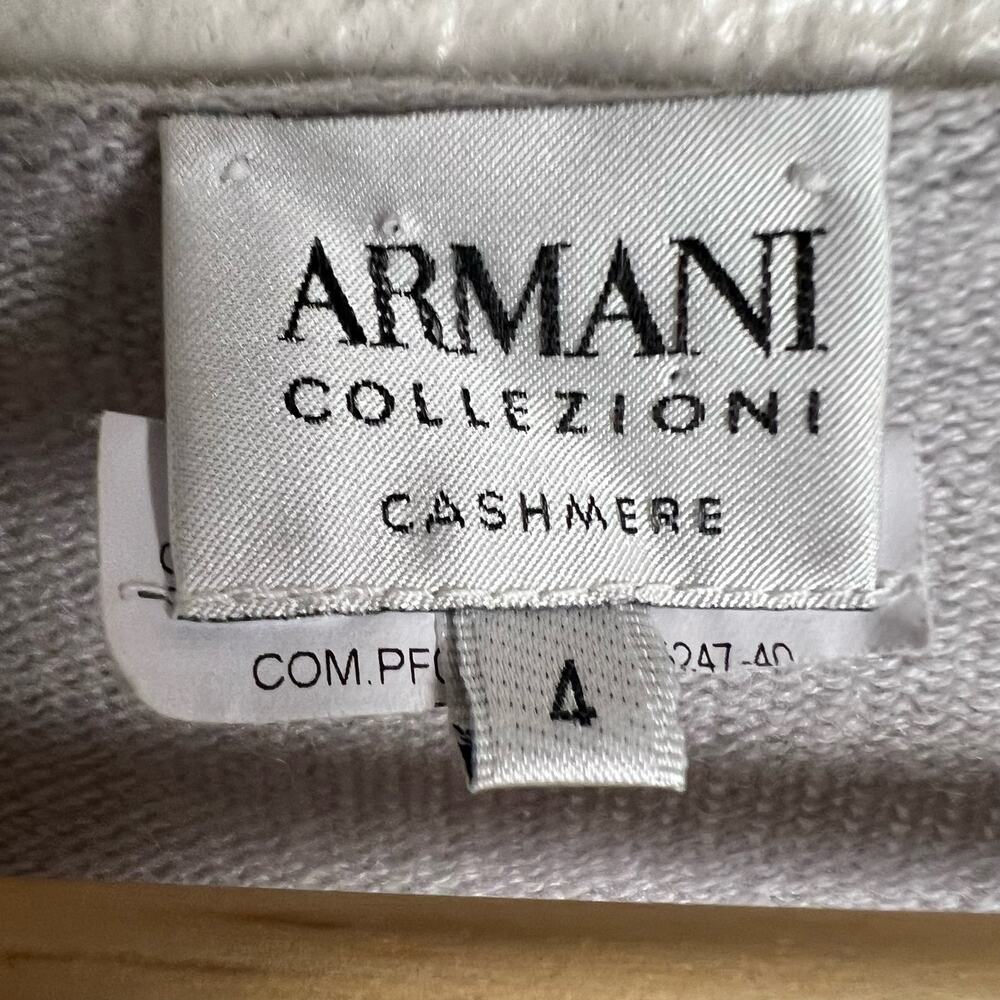 Armani Collezioni Cashmere Gray Striped Long Sleeve Surplice V-Neck Sweater Sz 4 - Picture 9 of 9